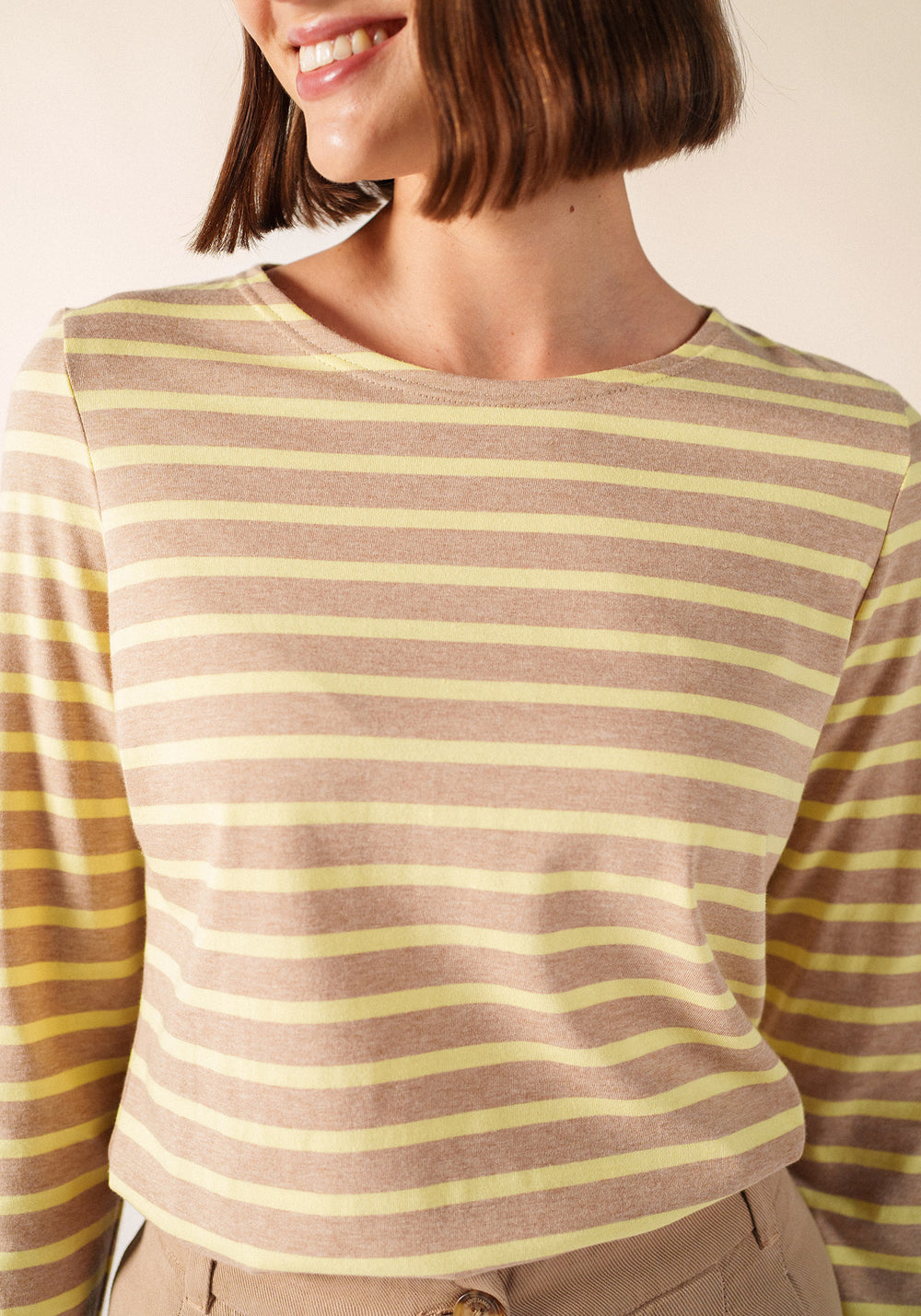 MINQUIDAME Breton Shirt (BEIGE MELANGE / BUTTER YELLOW)