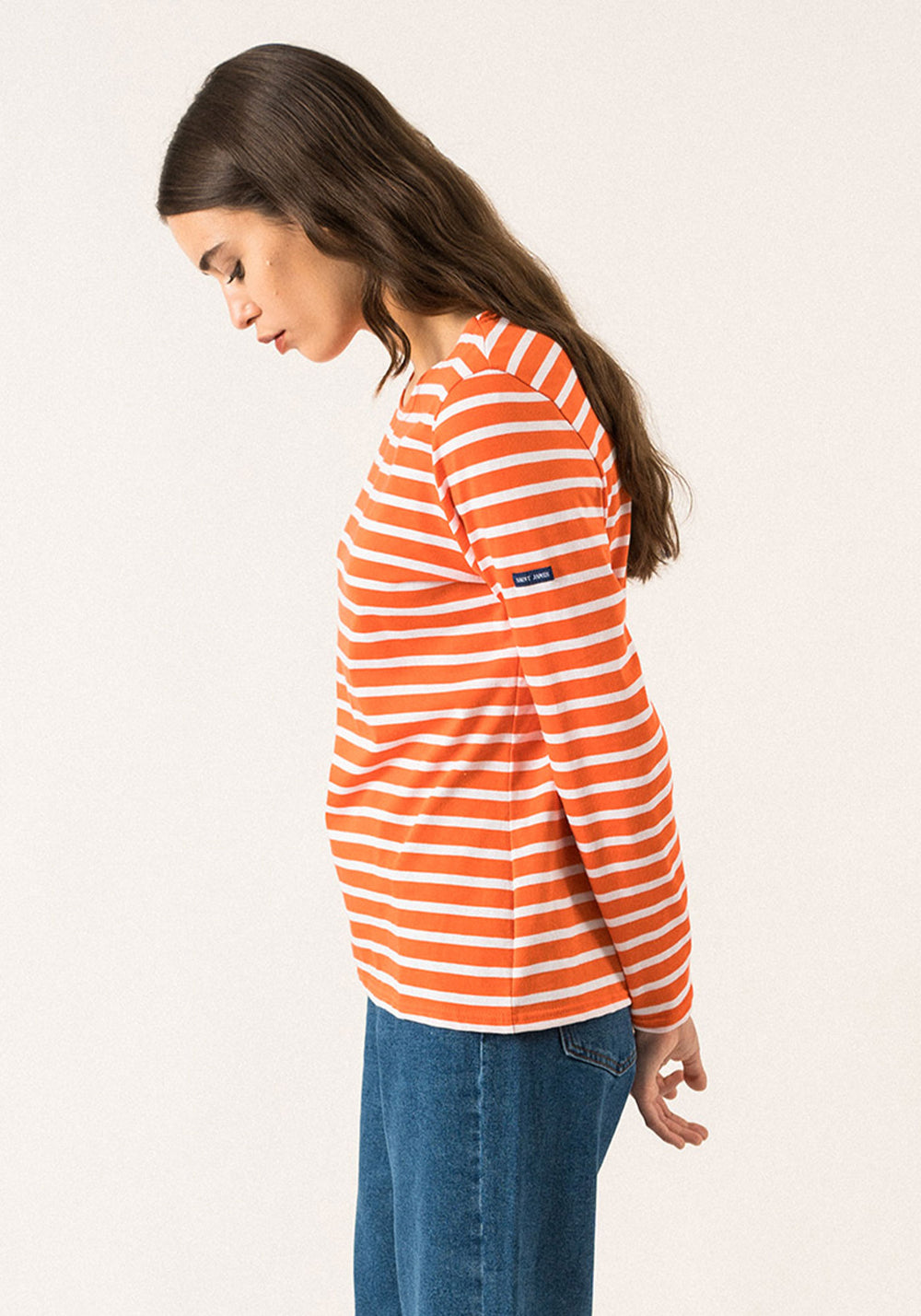 MINQUIDAME Breton Shirt (ORANGE / WHITE)