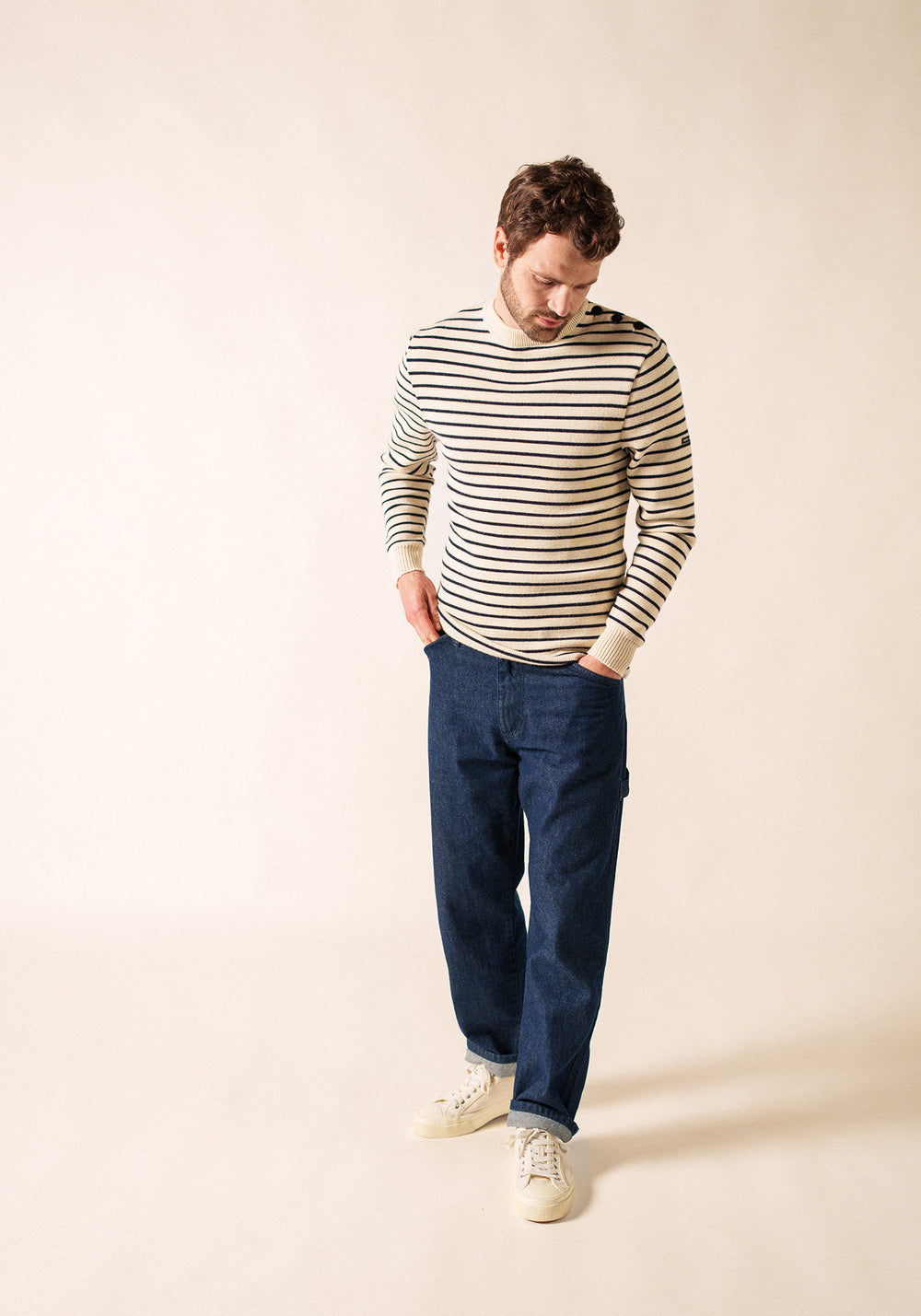 Matelot Fisherman Sweater (ECRU / NAVY)