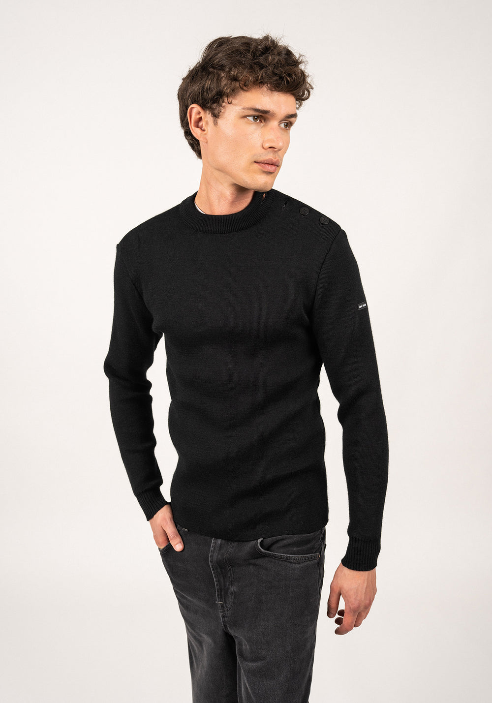 MATELOT Wool Fisherman Sweater (BLACK)