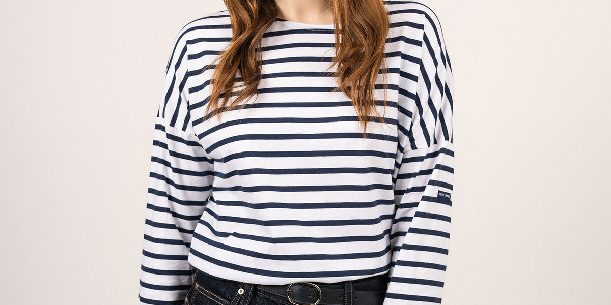 Women's Drop Shoulder Breton Tee, Relaxed Fit, Saint James – Saint
