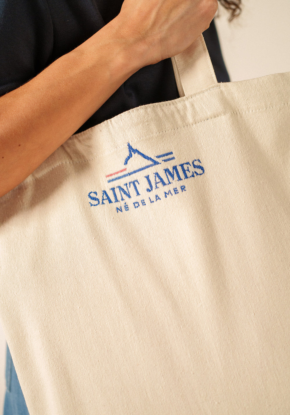 Striped Tote Bag (ECRU / ROYAL BLUE)