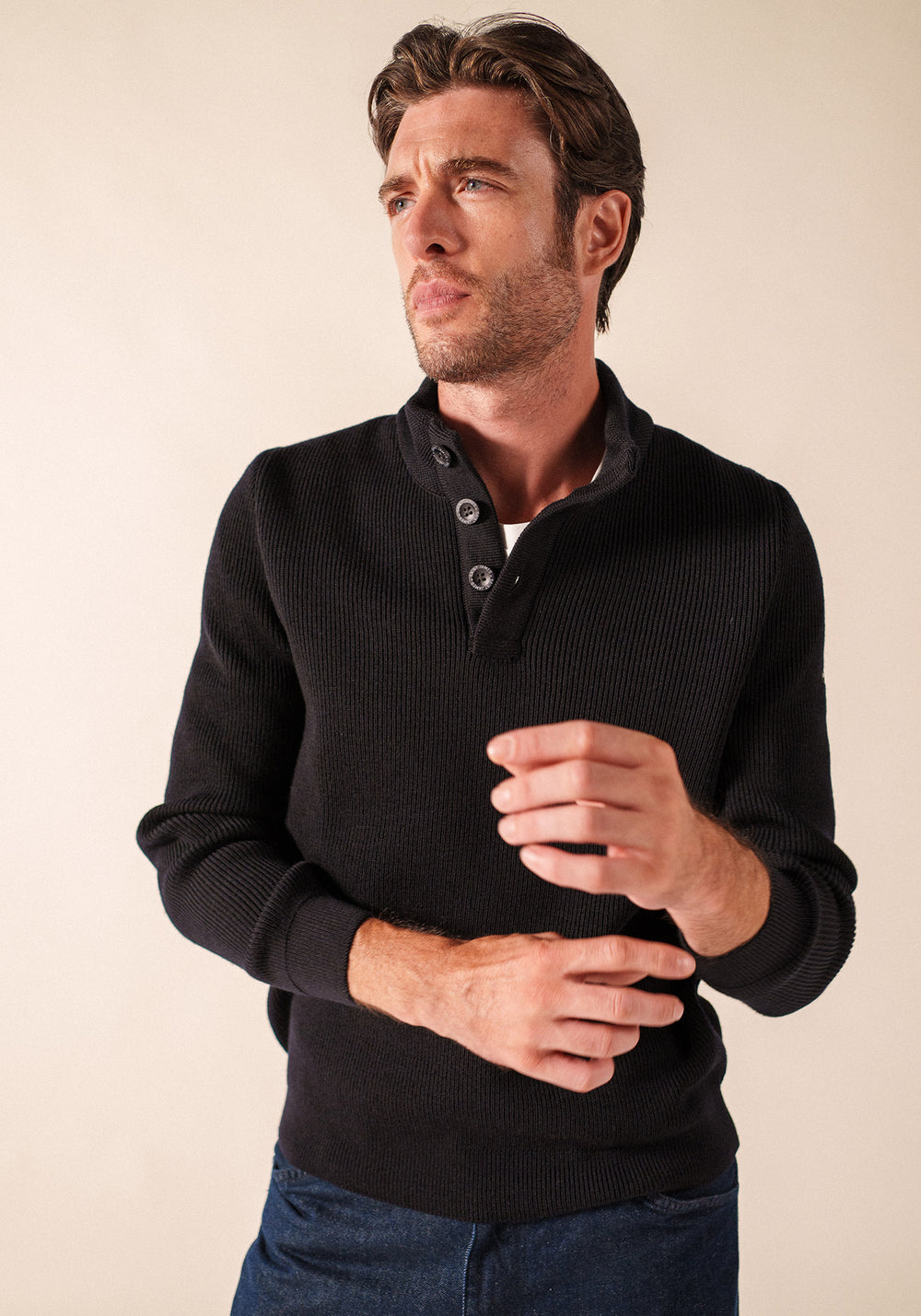 BOURBOULE Henley Sweater (NAVY)