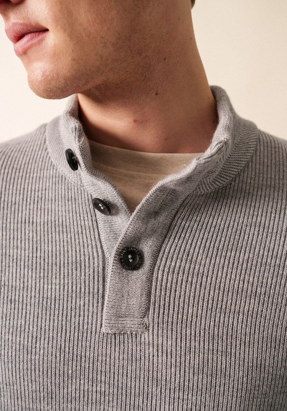 Bourboule Henley Sweater (LIGHT GRAY)