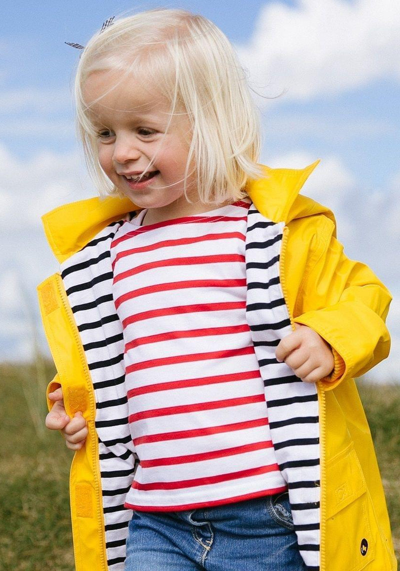 Minquiers Kids Breton Shirt (WHITE / RED)