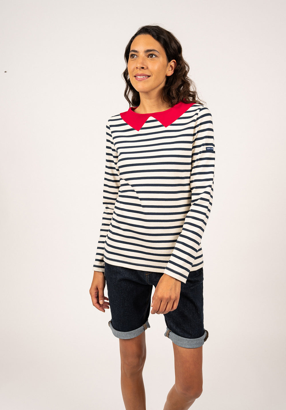 VIRE Breton Shirt with Collar (ECRU / NAVY / RED)