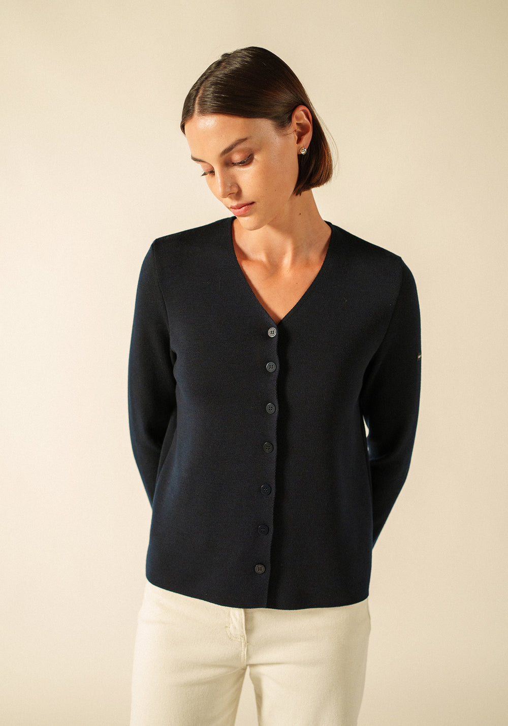 BREVANDS V-Neck Cardigan (NAVY)