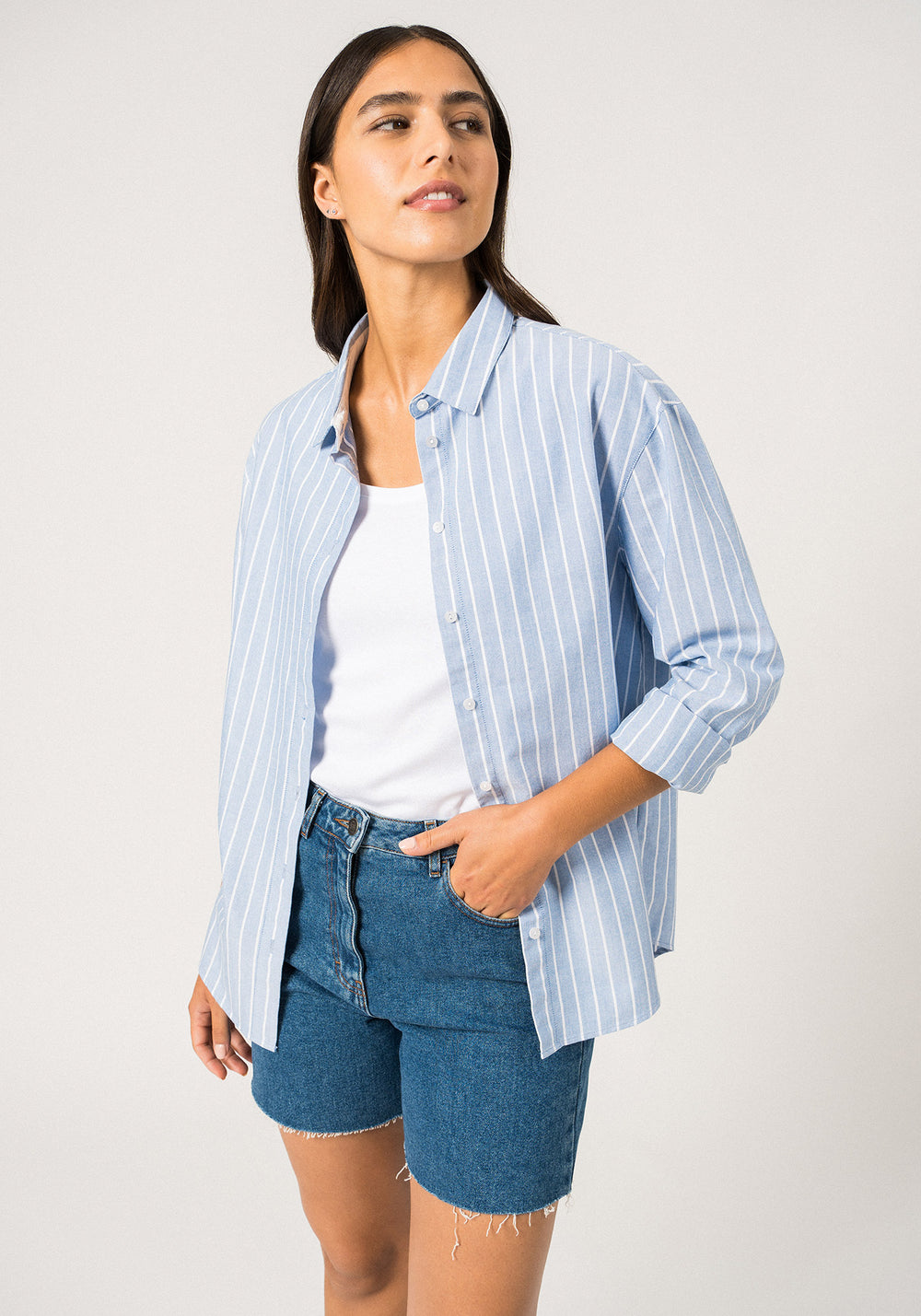 MYRIAM Striped Shirt (MER BLUE / WHITE)