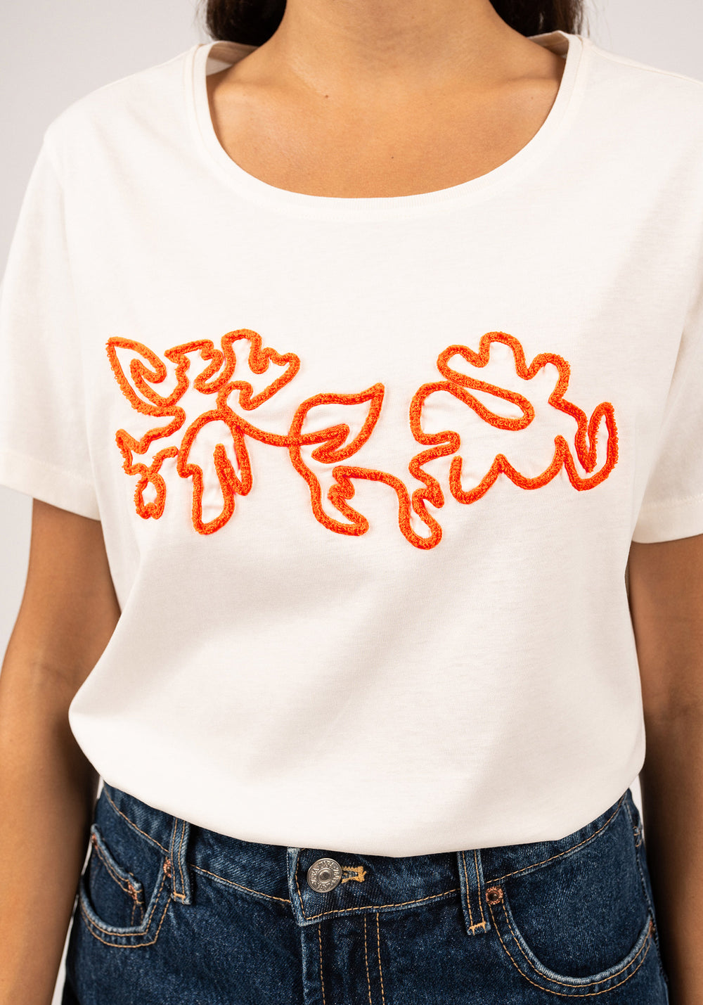 Sandy Cotton Tee (IVORY / NEON ORANGE)
