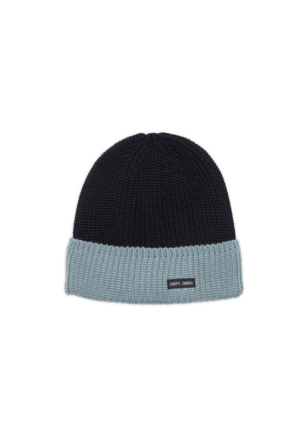 CANOT - Two-Tone Soft Wool Beanie in Purl Knit (NAVY / LIGHT COASTAL BLUE)