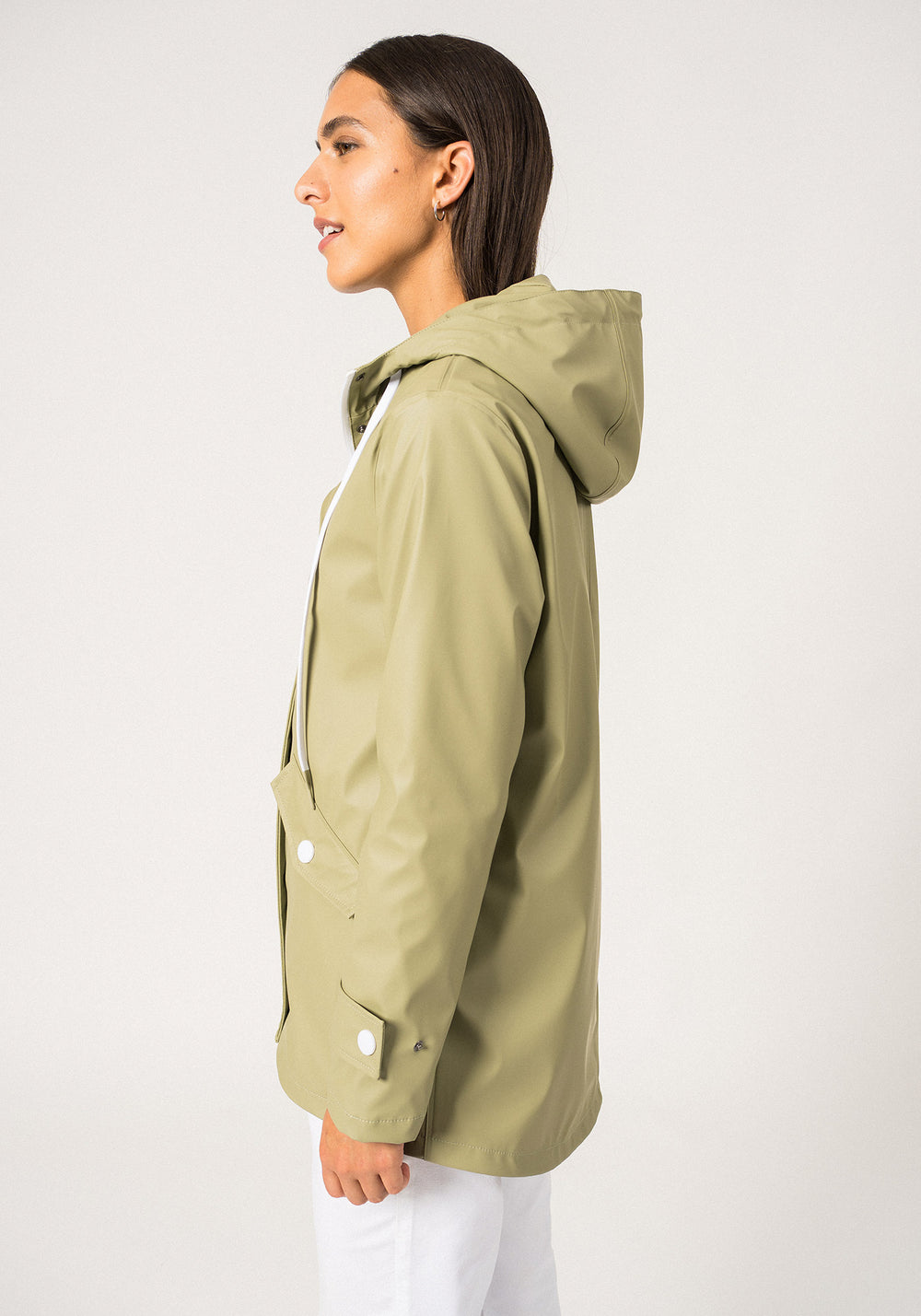 ST GAIA - Waterproof Rain Jacket with Hood for Women (SOFT ALMOND)