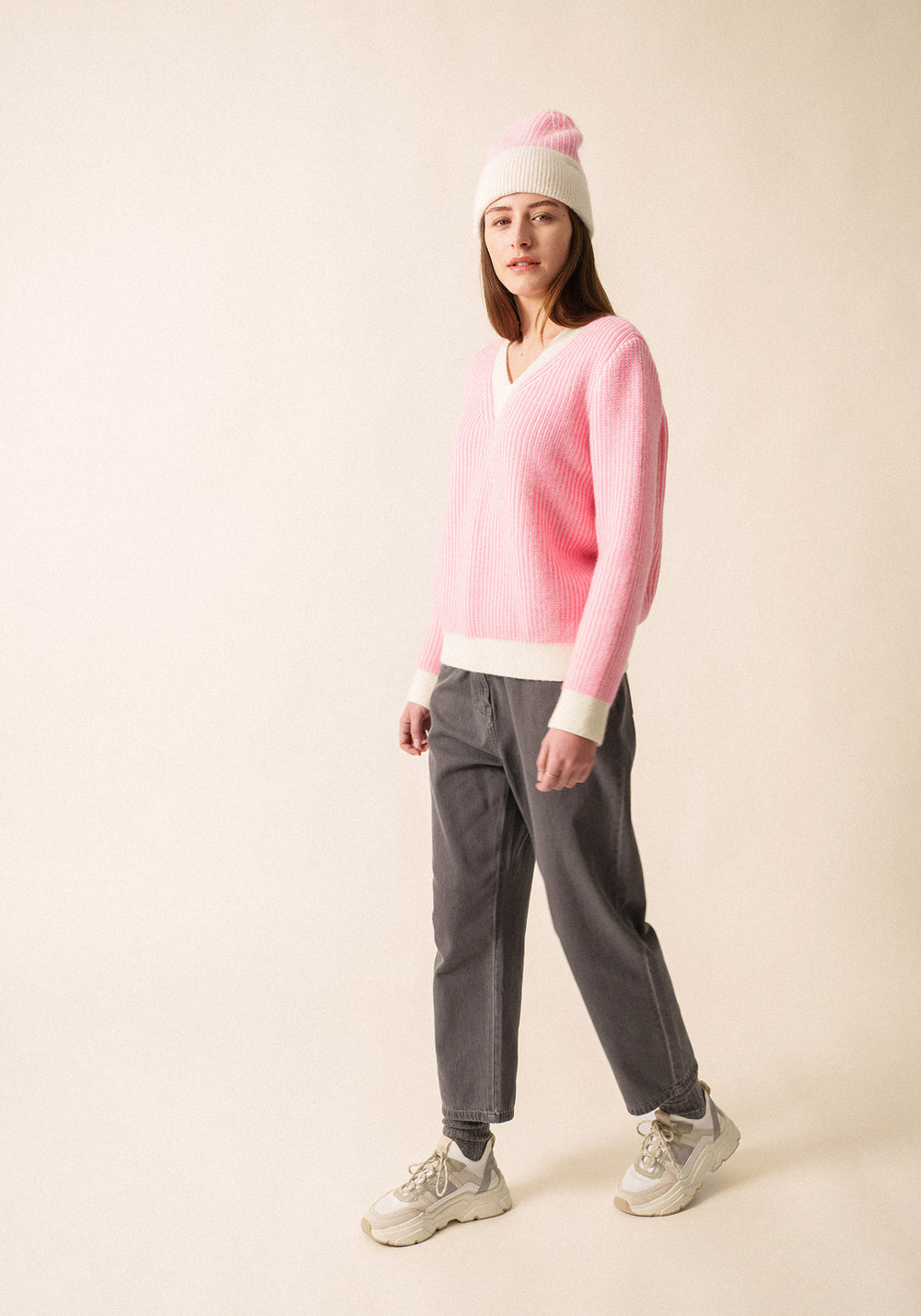 Courchevel Mohair Sweater (WINTER WHITE / BRIGHT PINK)