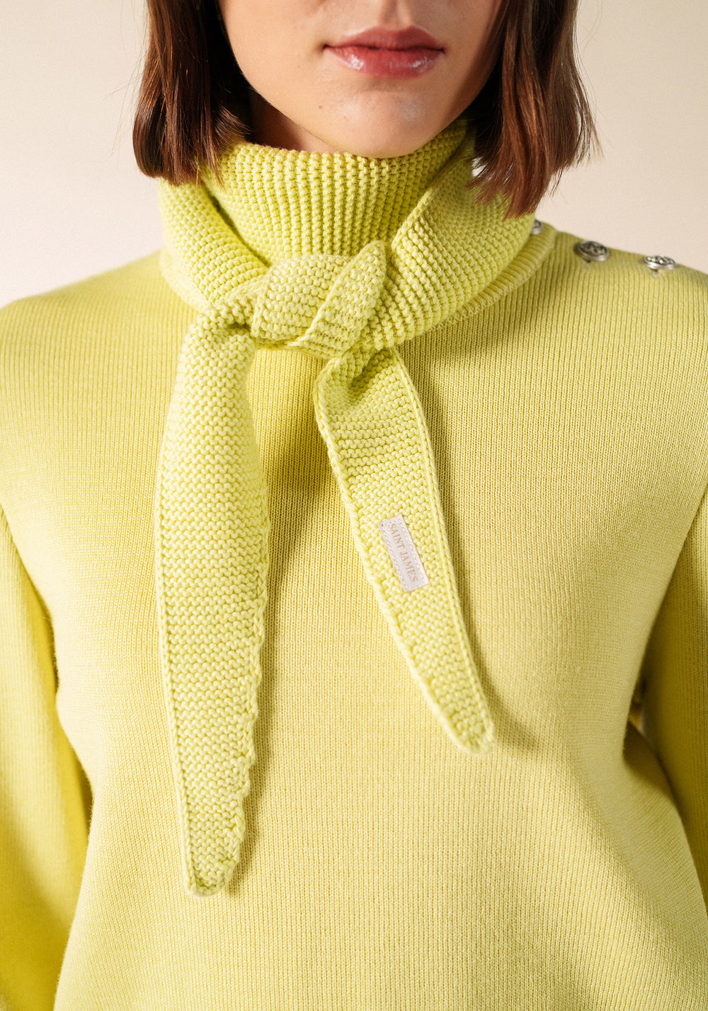 KNIT BANDANA - Scarf in Wool & Cotton (BUTTER YELLOW)