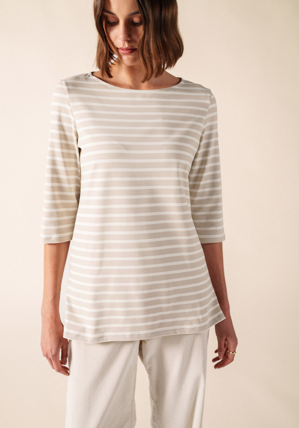 PHARE Anti-Uv Striped Tunic (BEIGE / IVORY)