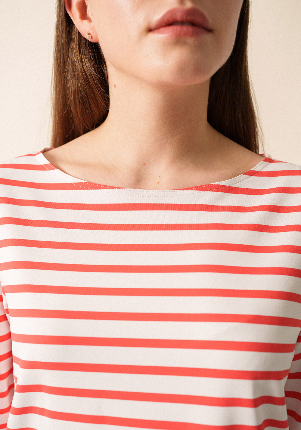 Phare Anti-Uv Striped Tunic (WHITE / CORAL)