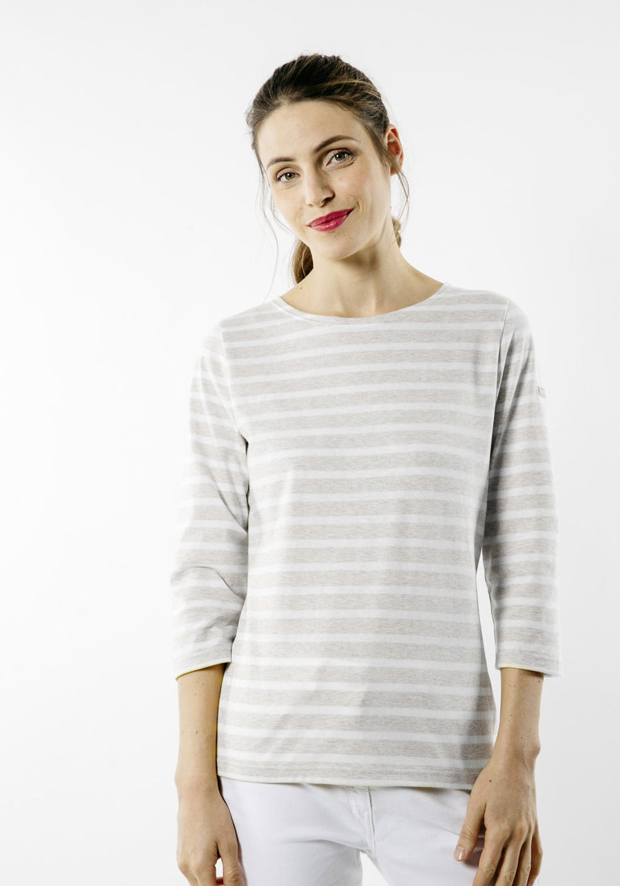 GALATHEE II Breton Striped Top (OATMEAL / WHITE)