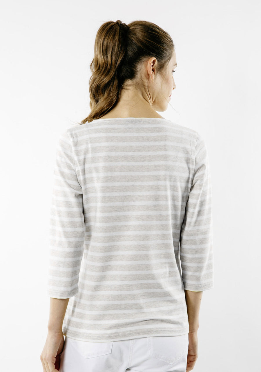 GALATHEE II Breton Striped Top (OATMEAL / WHITE)