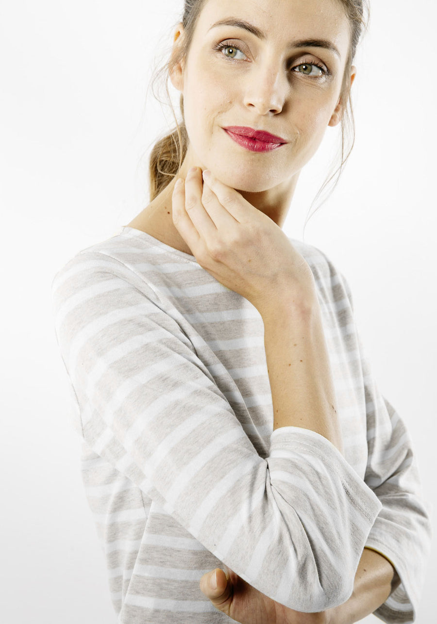 GALATHEE II Breton Striped Top (OATMEAL / WHITE)