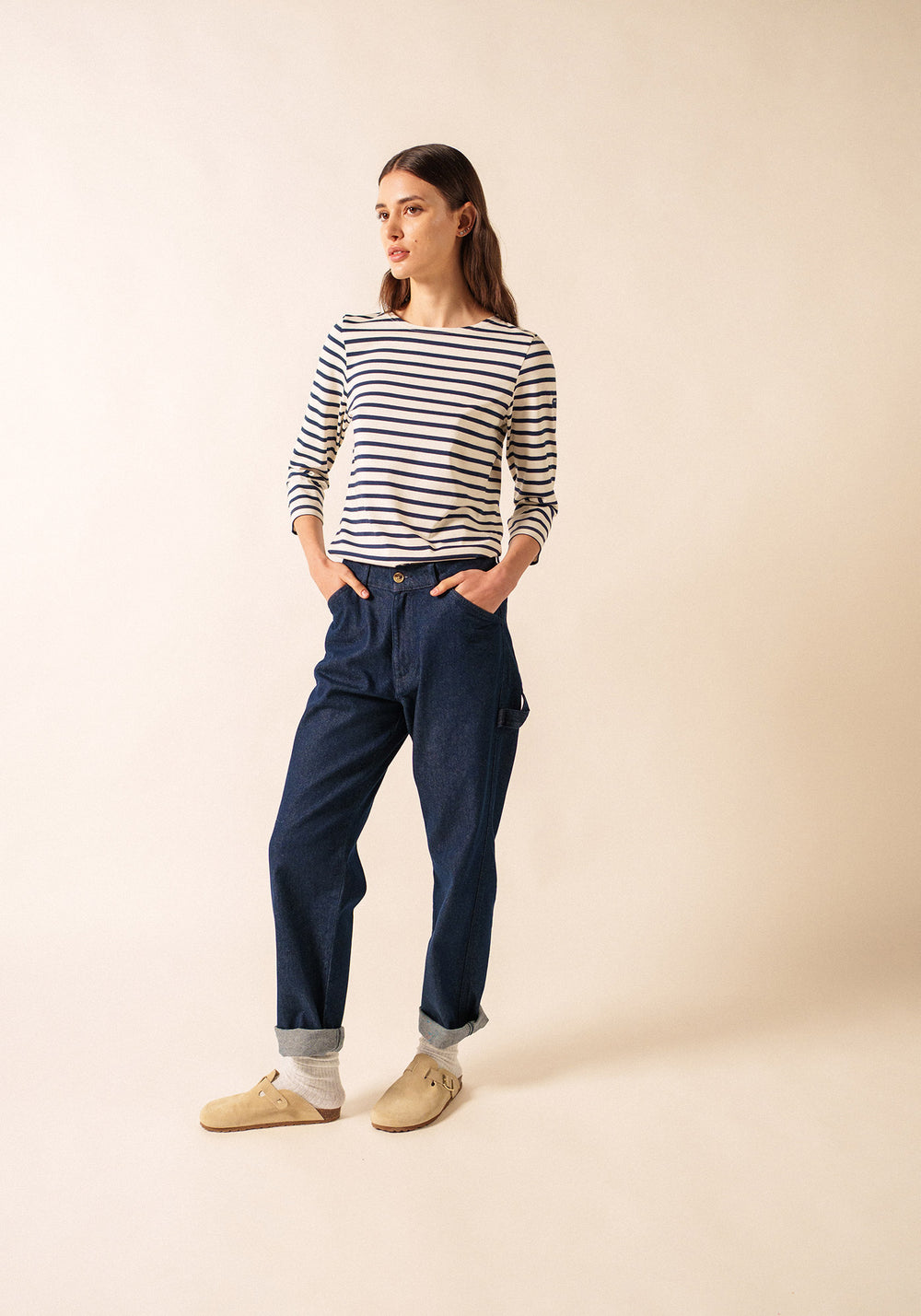 Galathee II Breton Striped Top (ECRU / NAVY)