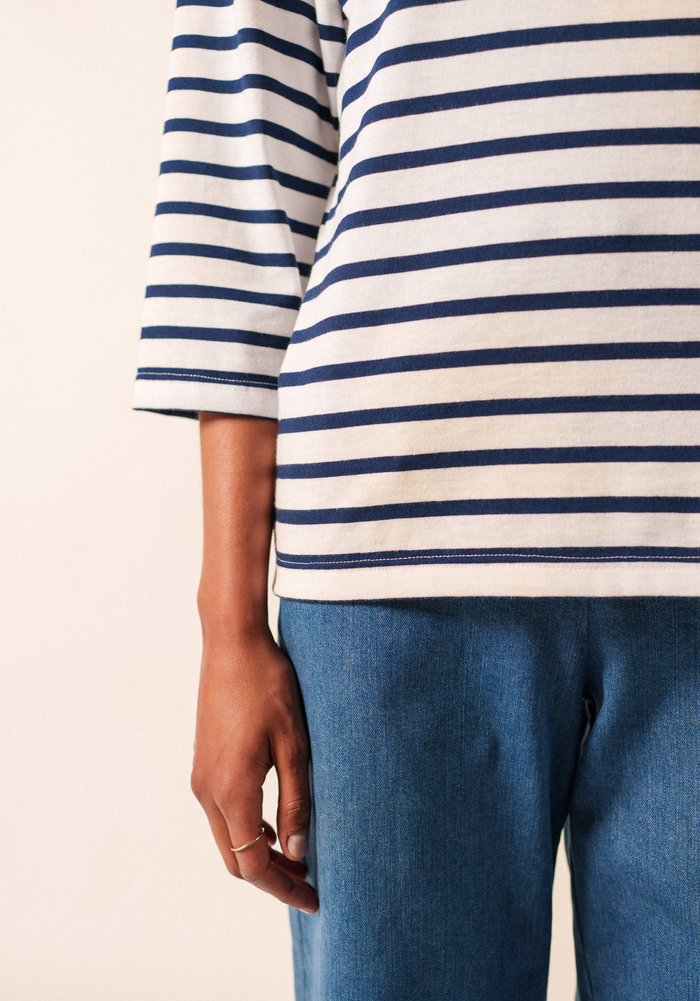 Galathee II Breton Striped Top (WHITE / NAVY)