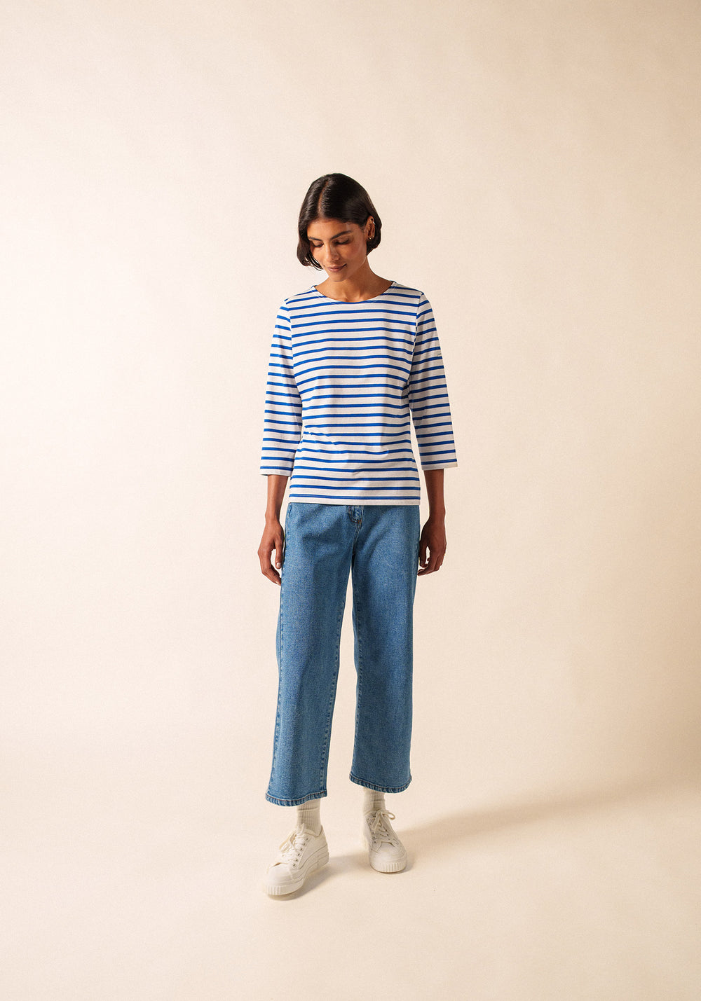Galathee II Breton Striped Top (WHITE / ROYAL BLUE)