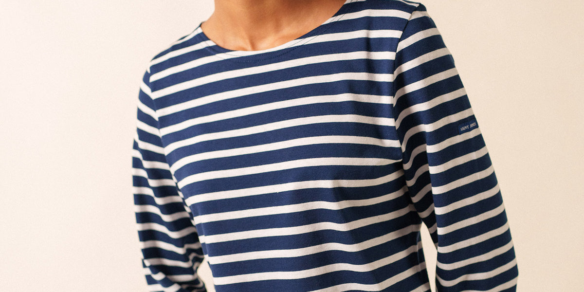 GALATHEE II - Breton Striped Top with ¾ Sleeve | Soft Cotton