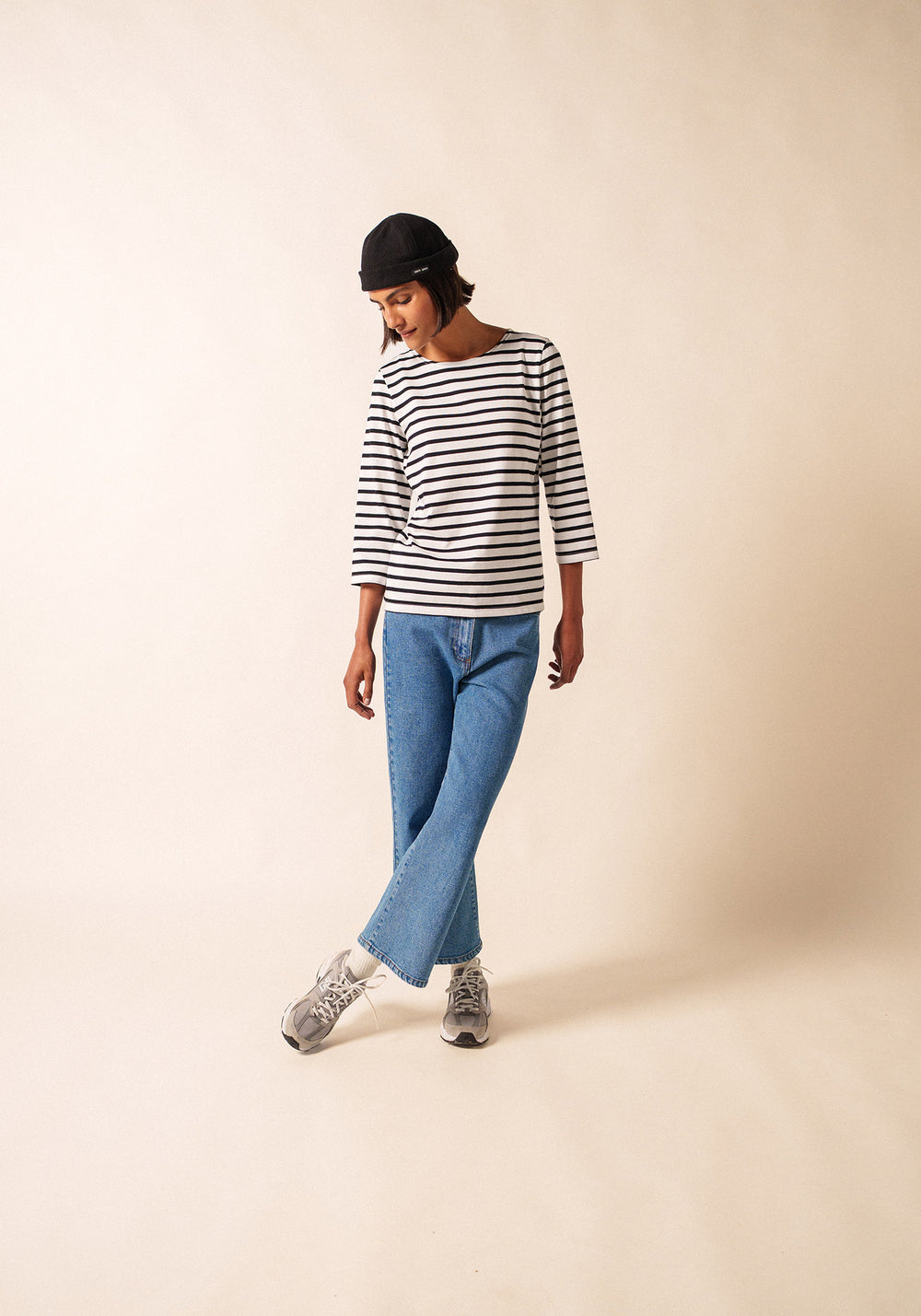 GALATHEE II Breton Striped Top (WHITE / BLACK)