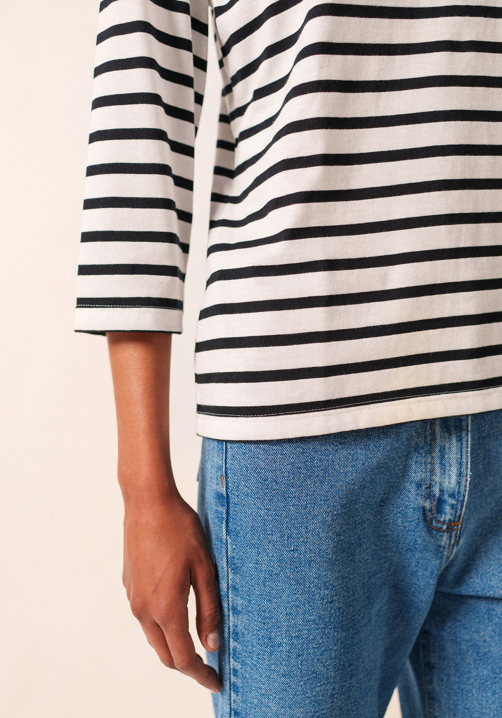GALATHEE II Breton Striped Top (WHITE / BLACK)