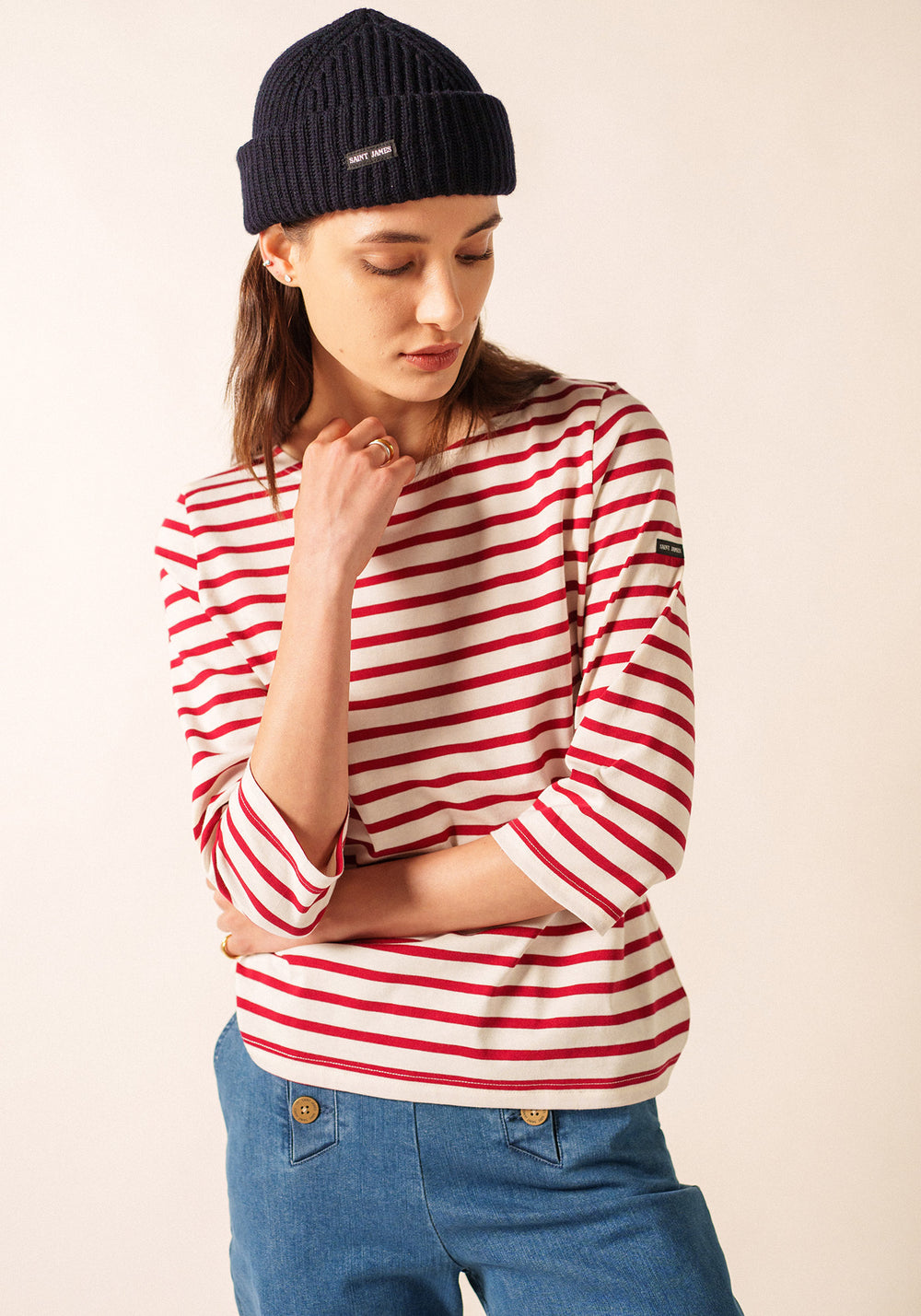 GALATHEE II Breton Striped Top (ECRU / MAROON)