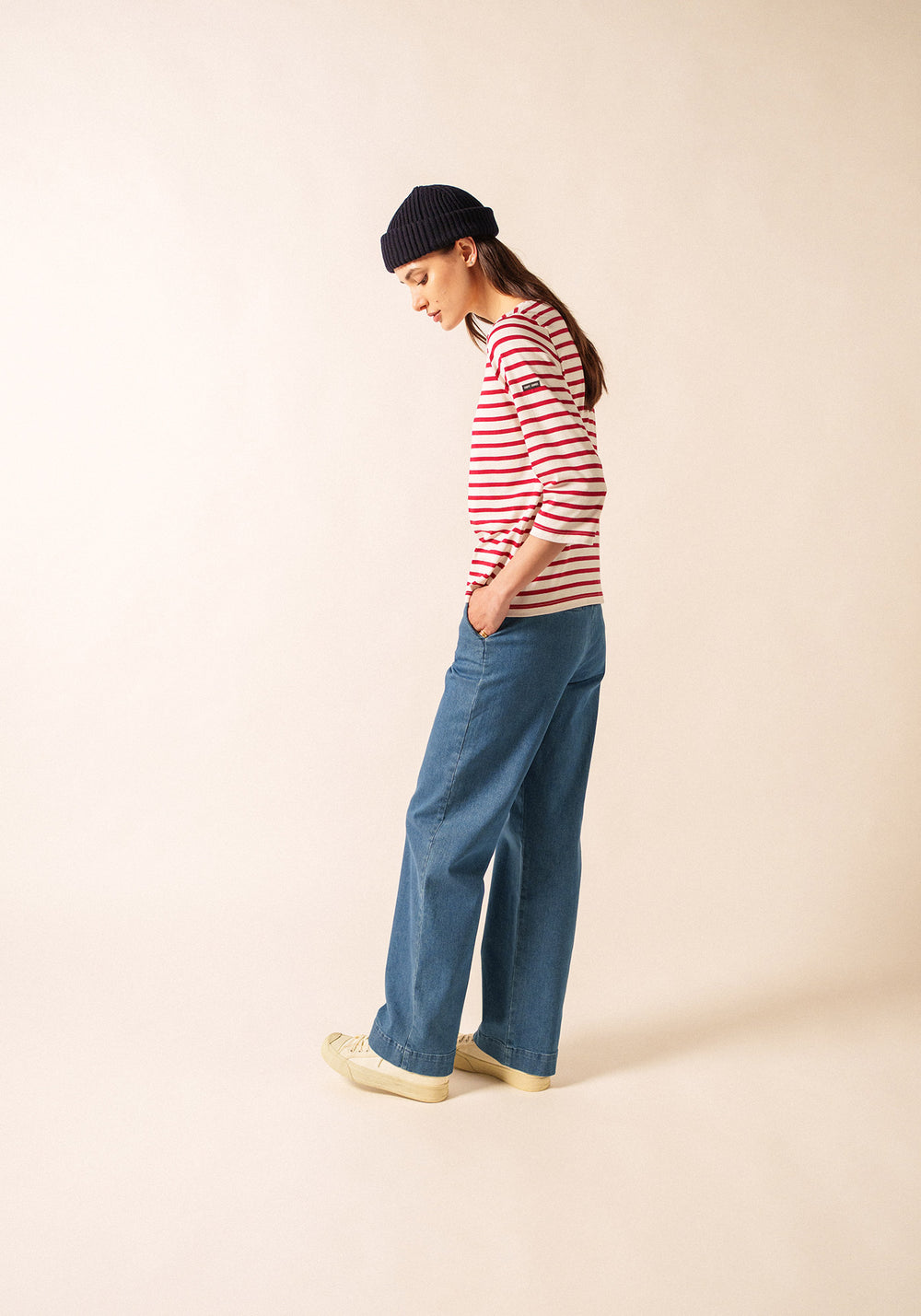 GALATHEE II Breton Striped Top (ECRU / MAROON)