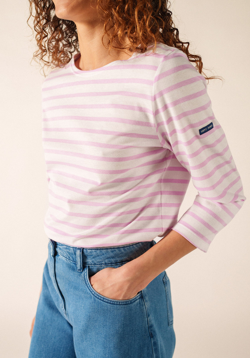 Galathee II Breton Striped Top (WHITE / TEA ROSE PINK)