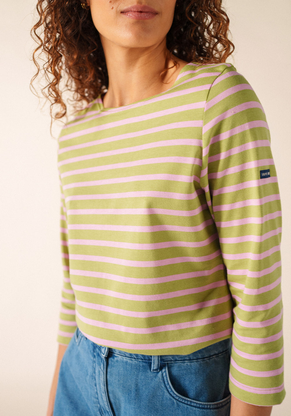 Galathee II Breton Striped Top (SAGE OLIVE / TEA ROSE PINK)