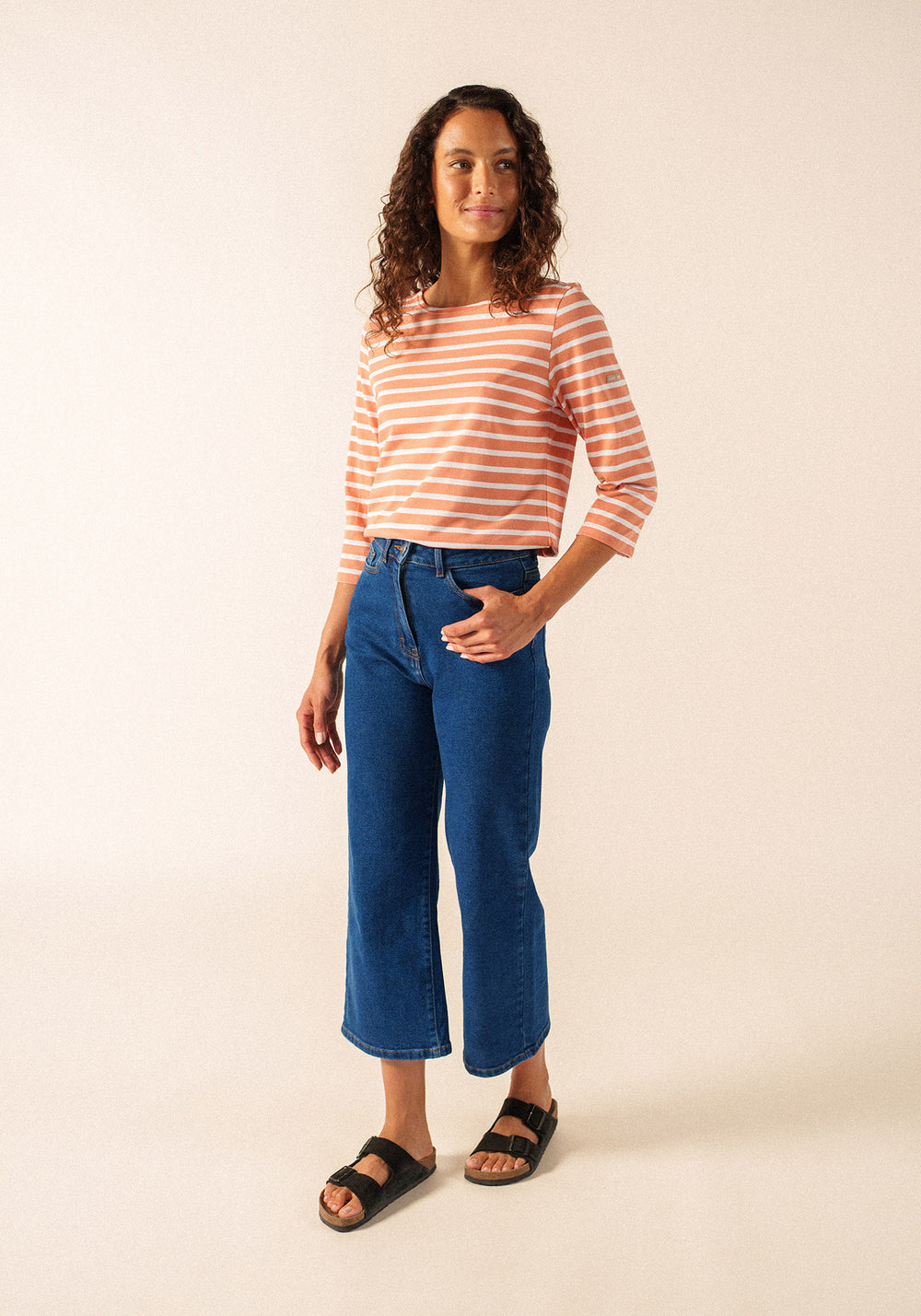 GALATHEE II Breton Striped Top (CLAY / WHITE)