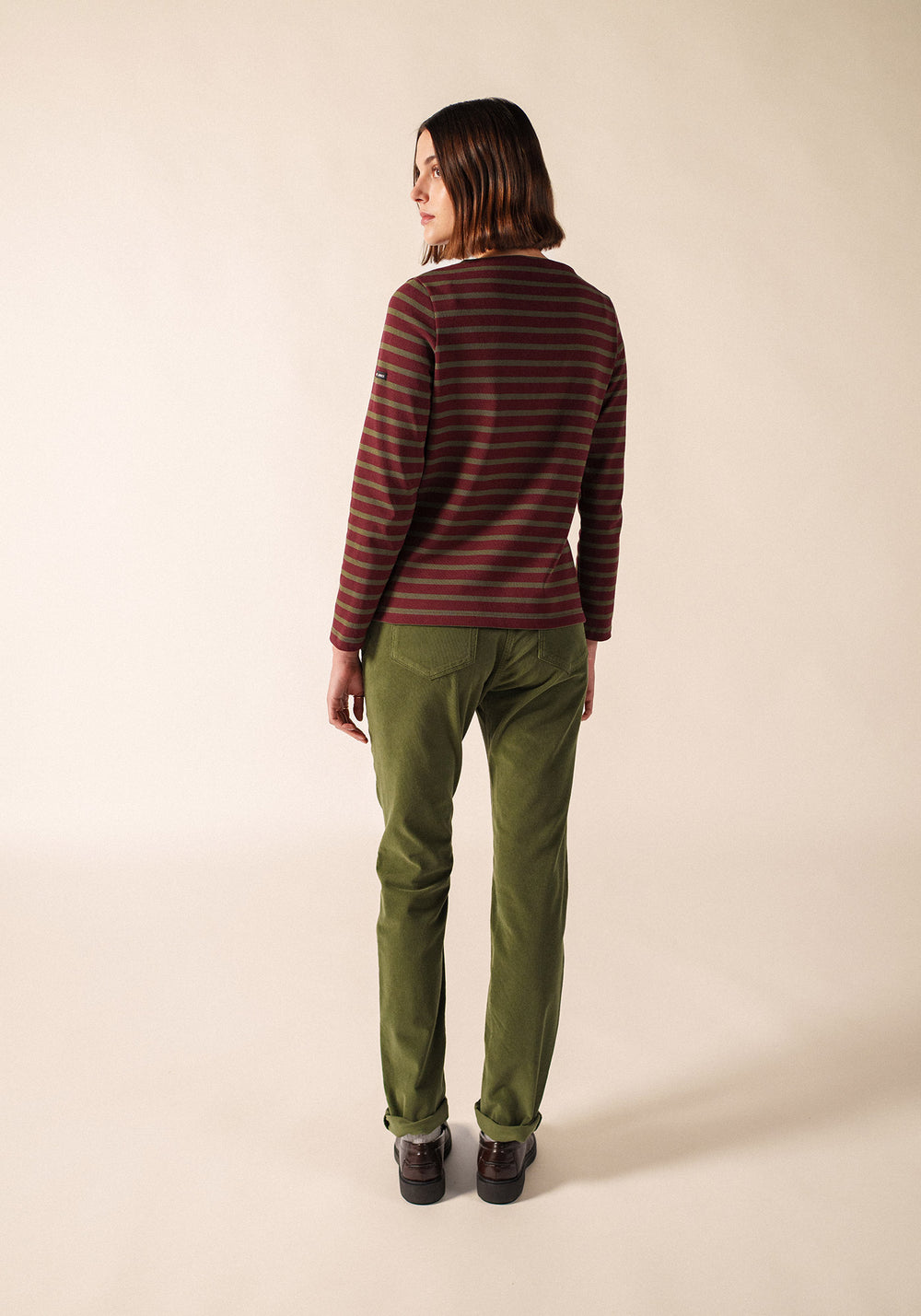 MERIDAME II Breton Shirt (BURGUNDY / MOSS GREEN)