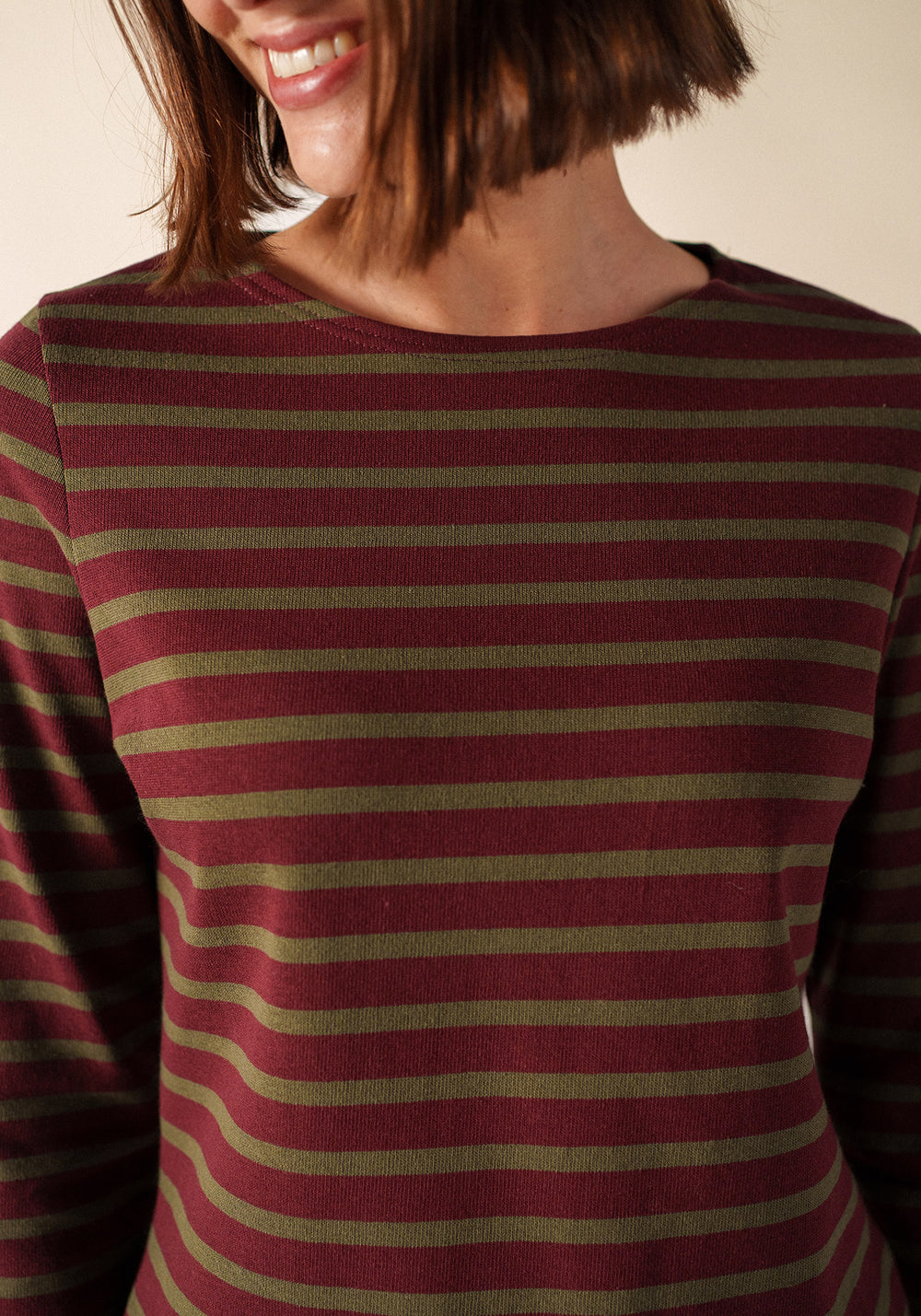 MERIDAME II Breton Shirt (BURGUNDY / MOSS GREEN)