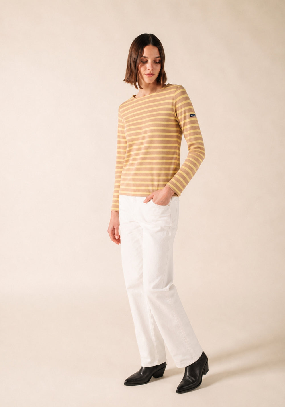 MERIDAME II Breton Shirt (BEIGE MELANGE / BUTTER YELLOW)