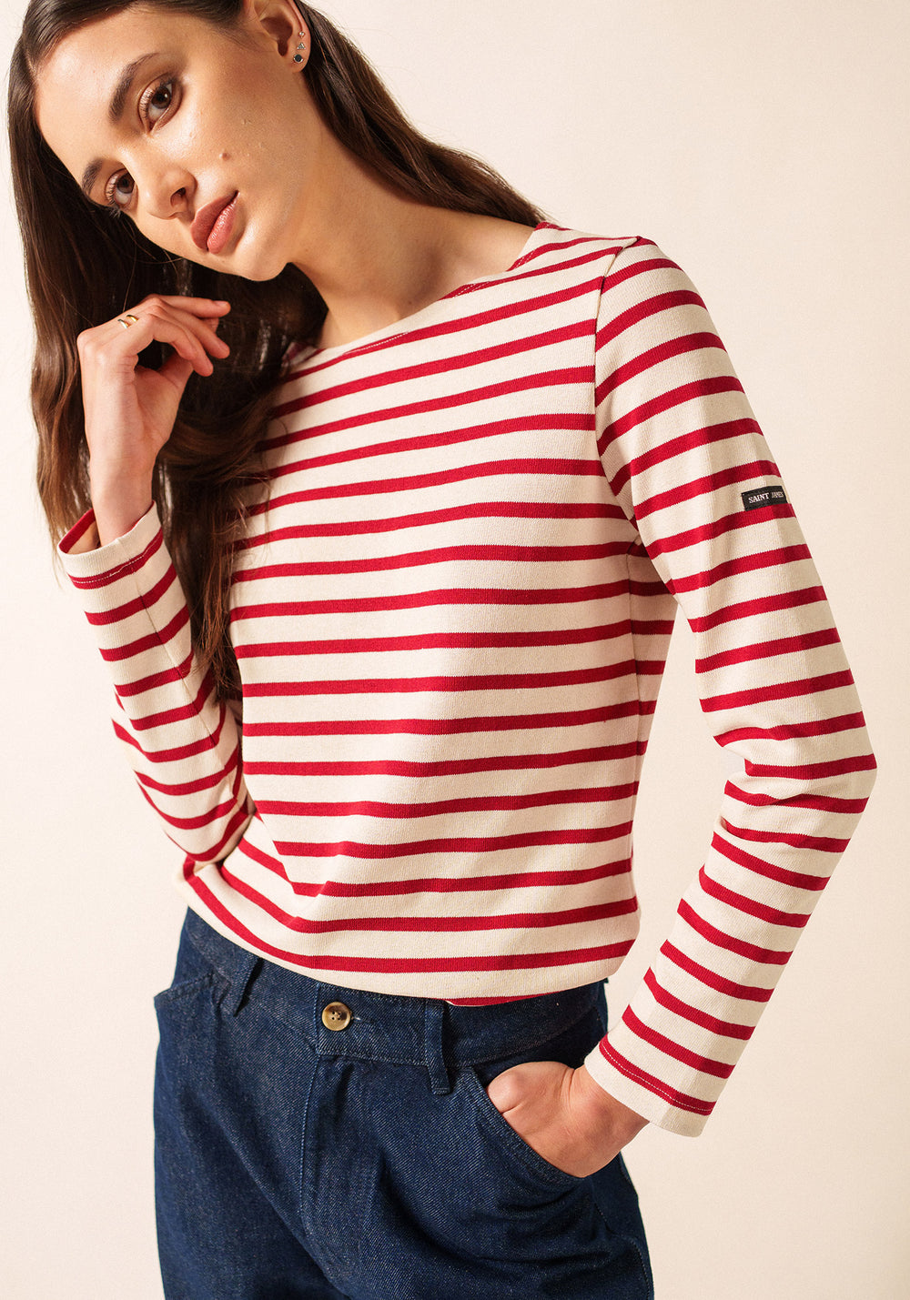 Meridame II Breton Shirt (ECRU / MAROON)