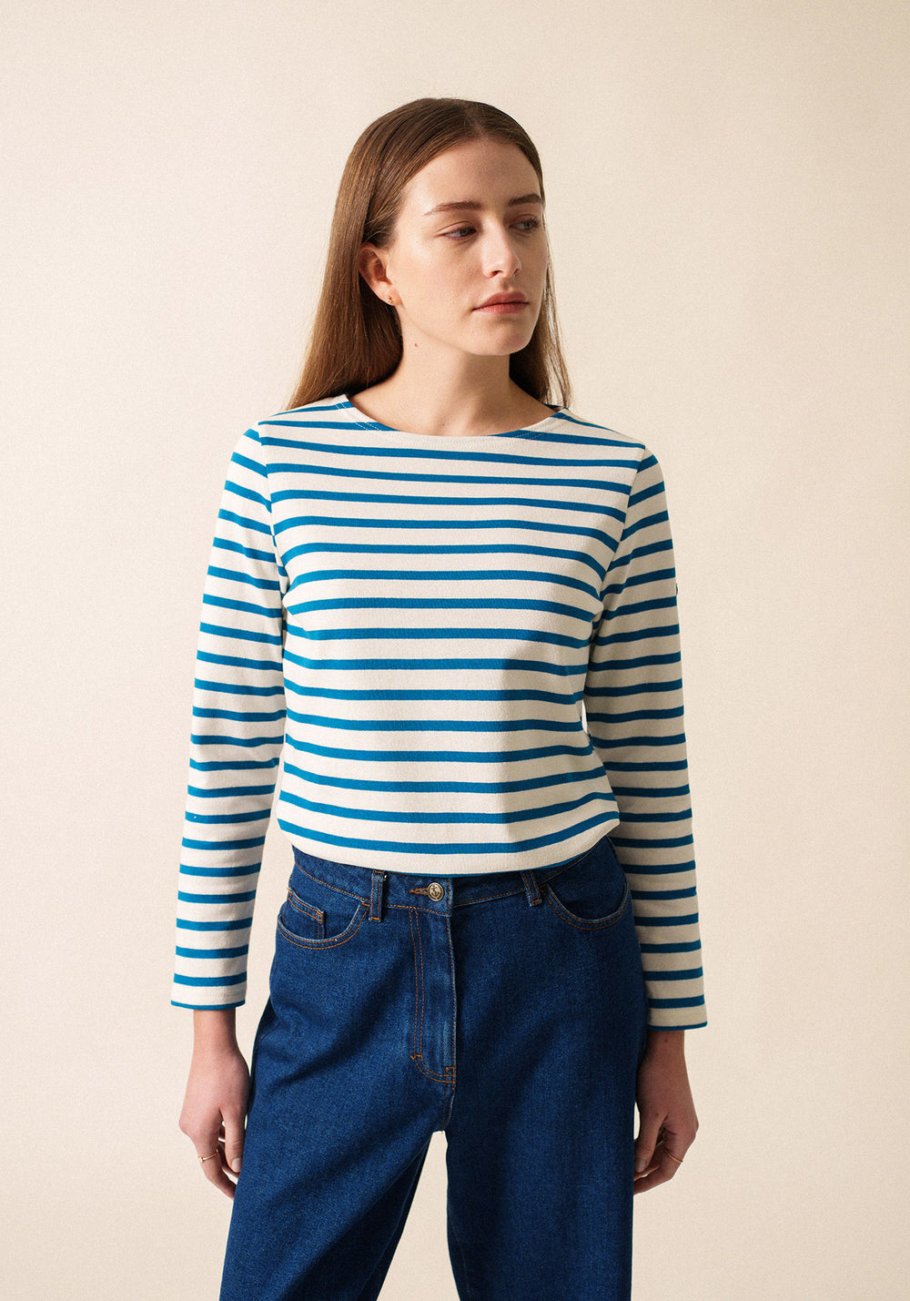 Meridame II Breton Shirt (IVORY / DEEP TEAL)