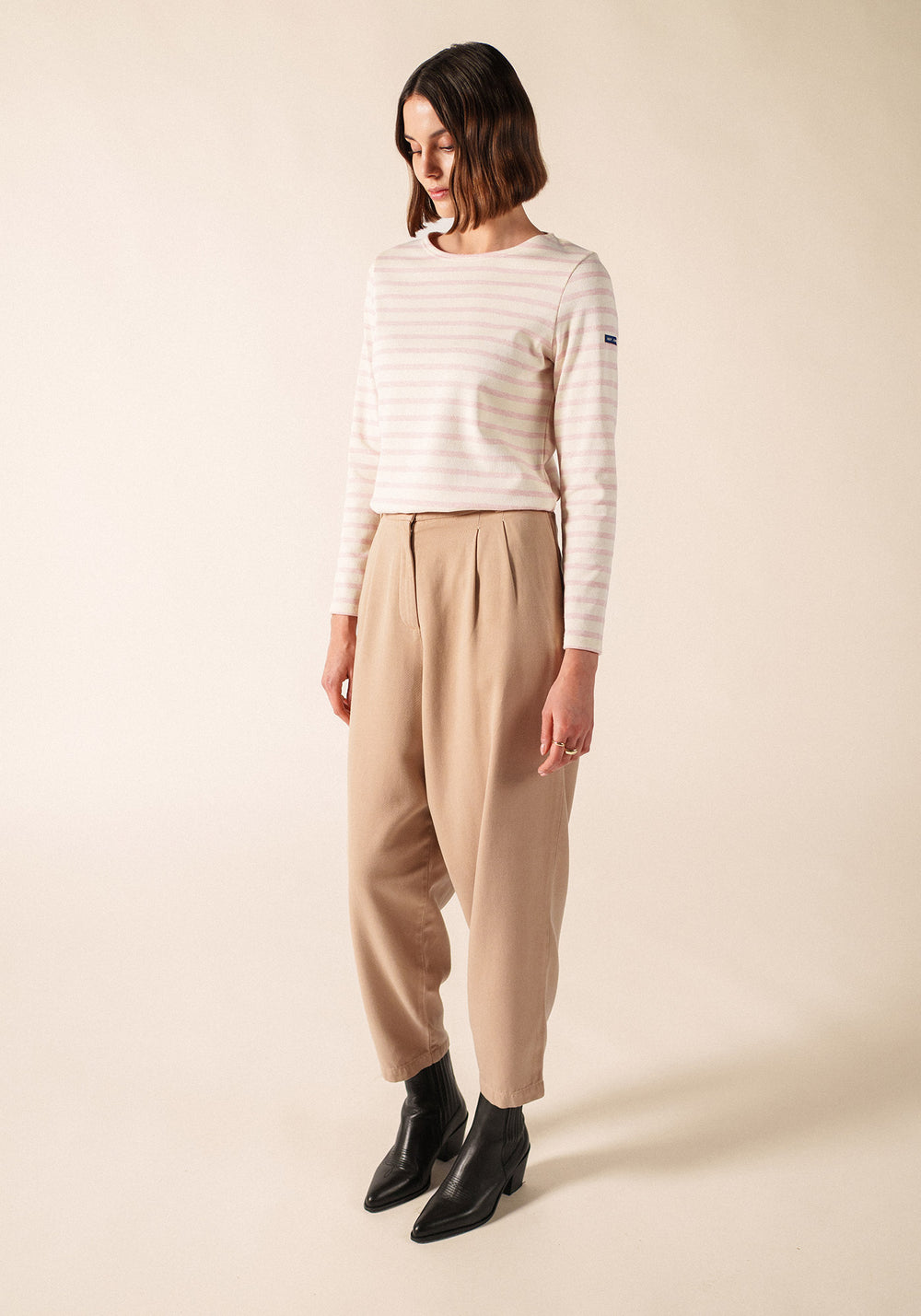 MERIDAME II Breton Shirt (ECRU/PALE PINK)