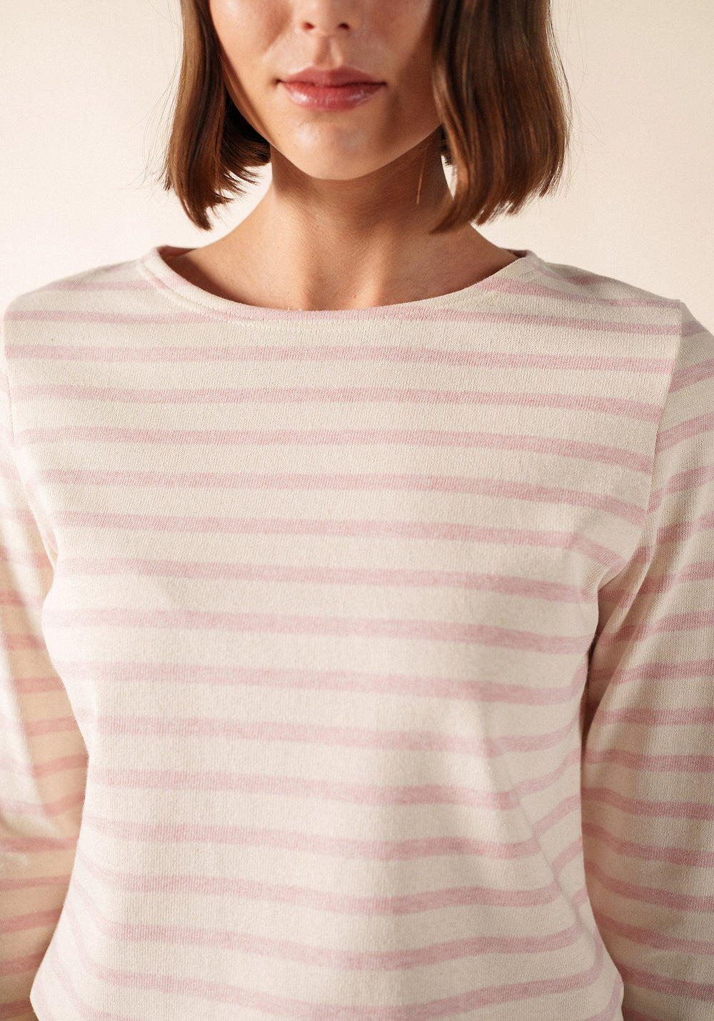 MERIDAME II Breton Shirt (ECRU/PALE PINK)