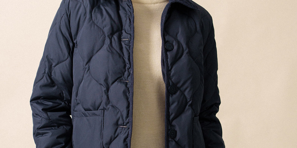 Lightrweight Quilted Down-Filled Jacket (Navy) | Saint James