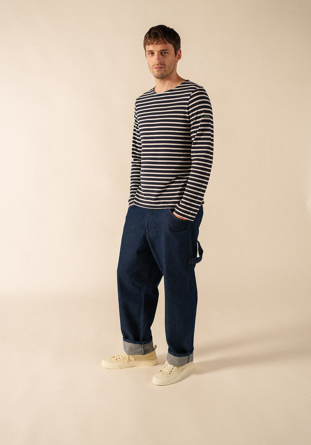 GLOWLINE MINQUIERS Breton Shirt (NAVY / GLOW)