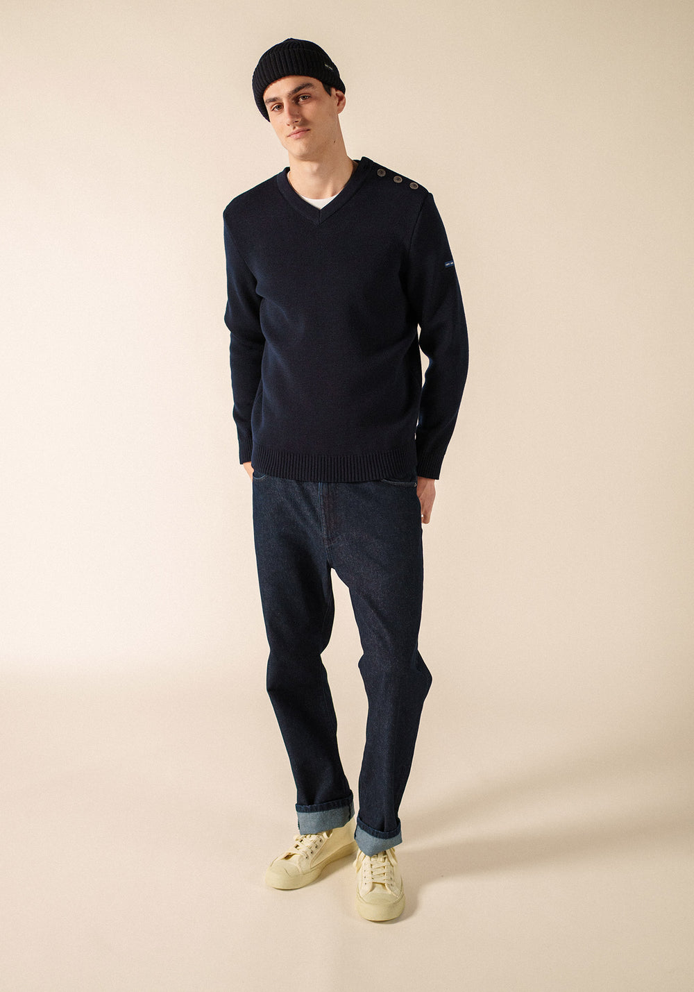 Cancale V-neck wool sweater (NAVY)