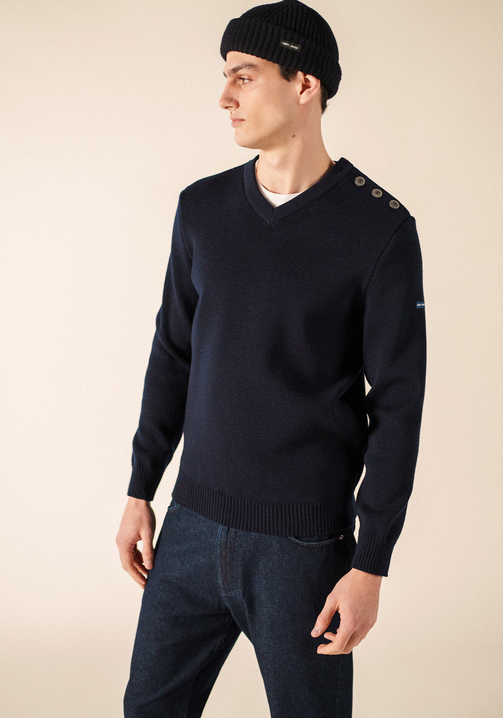 Cancale V-neck wool sweater (NAVY)