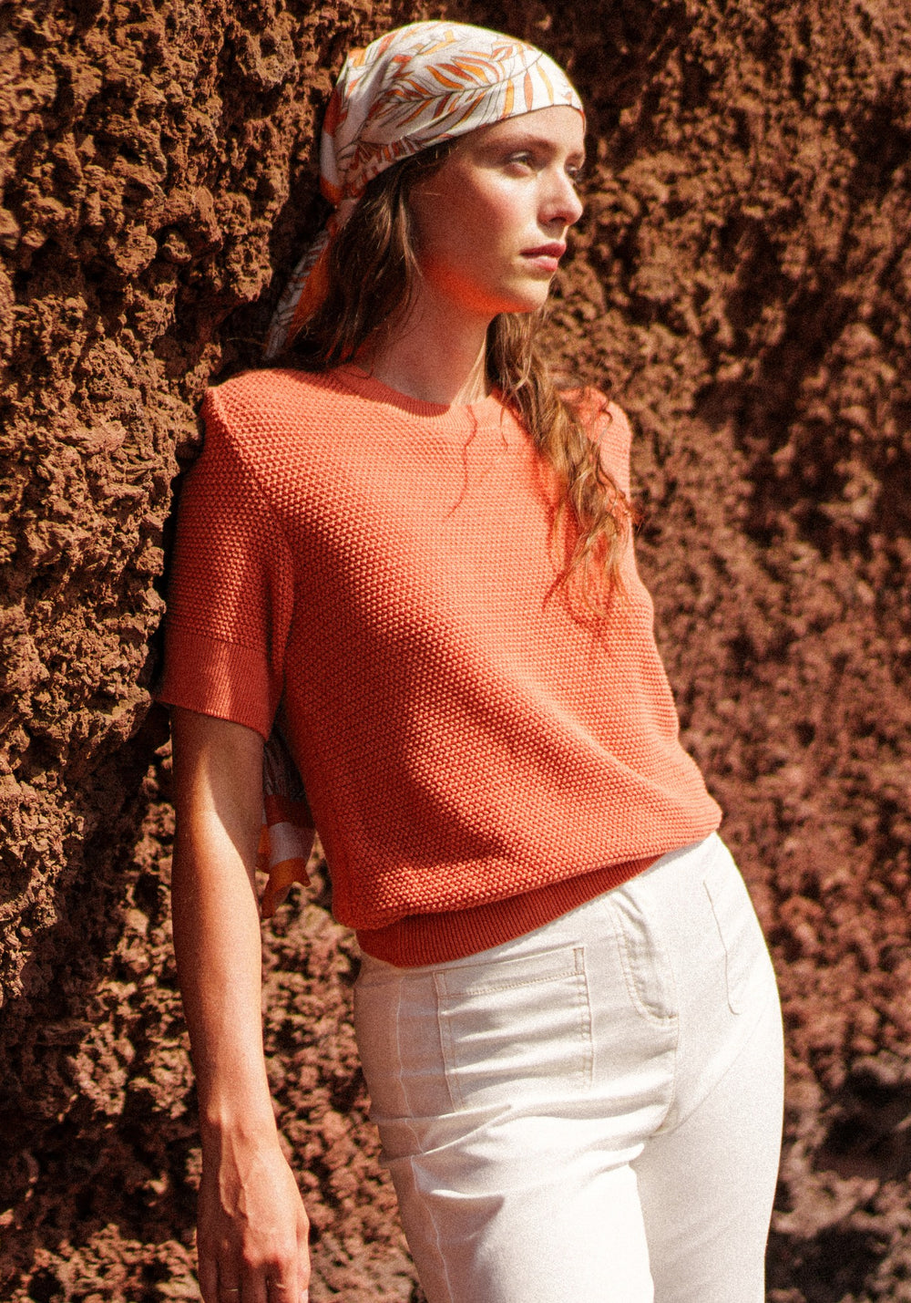 Provence Openwork Cotton & Wool Sweater (CLAY)