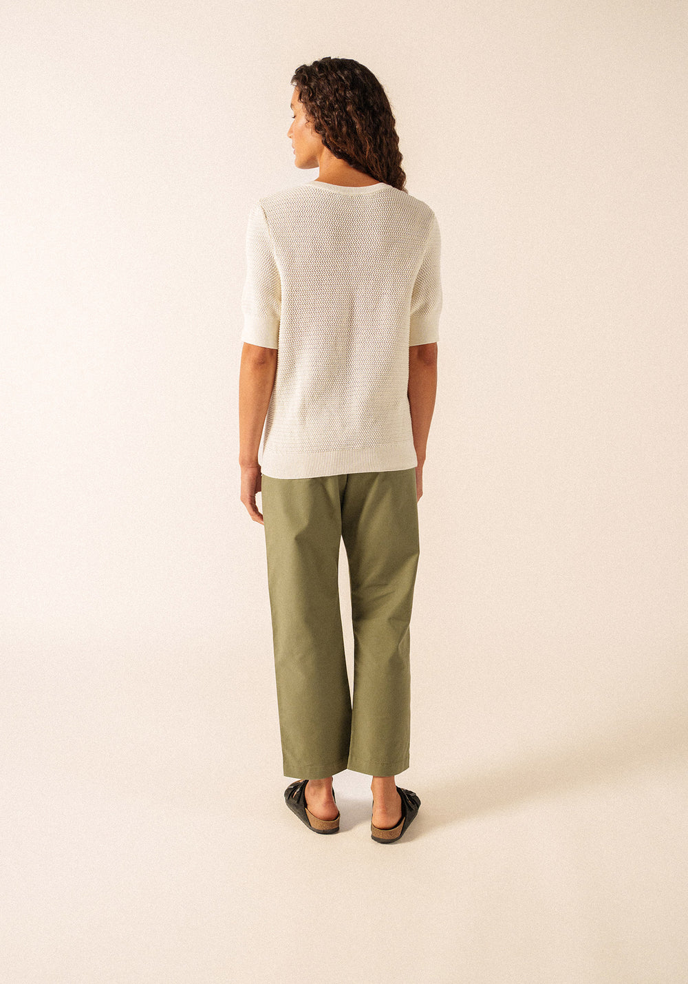 PROVENCE Openwork Cotton & Wool Sweater (IVORY)