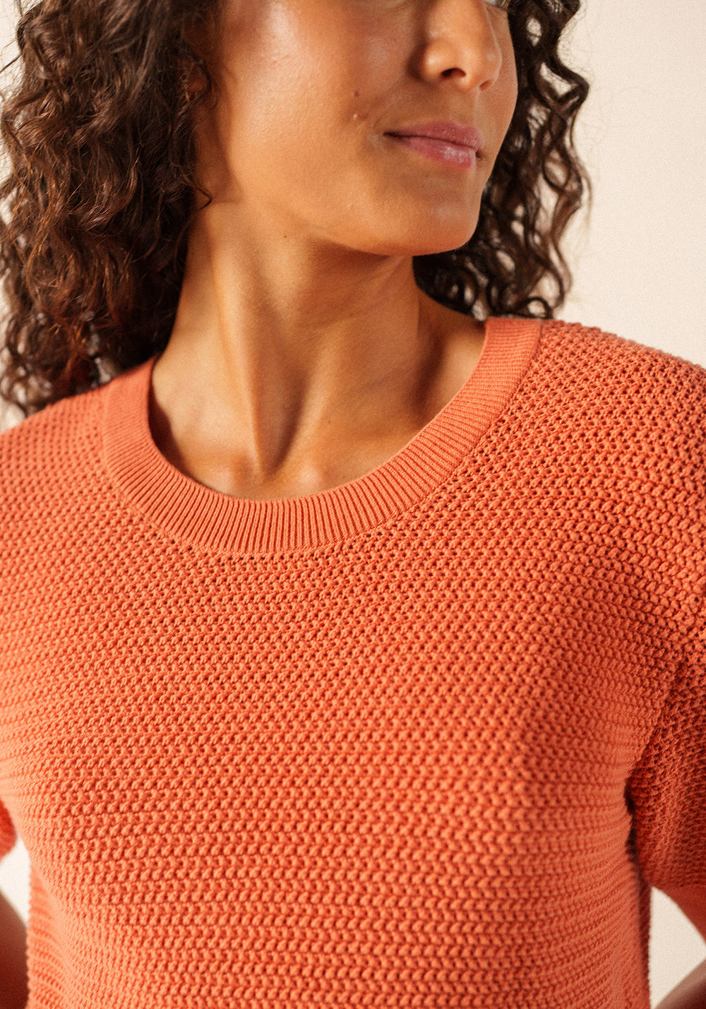 PROVENCE Openwork Cotton & Wool Sweater (CLAY)