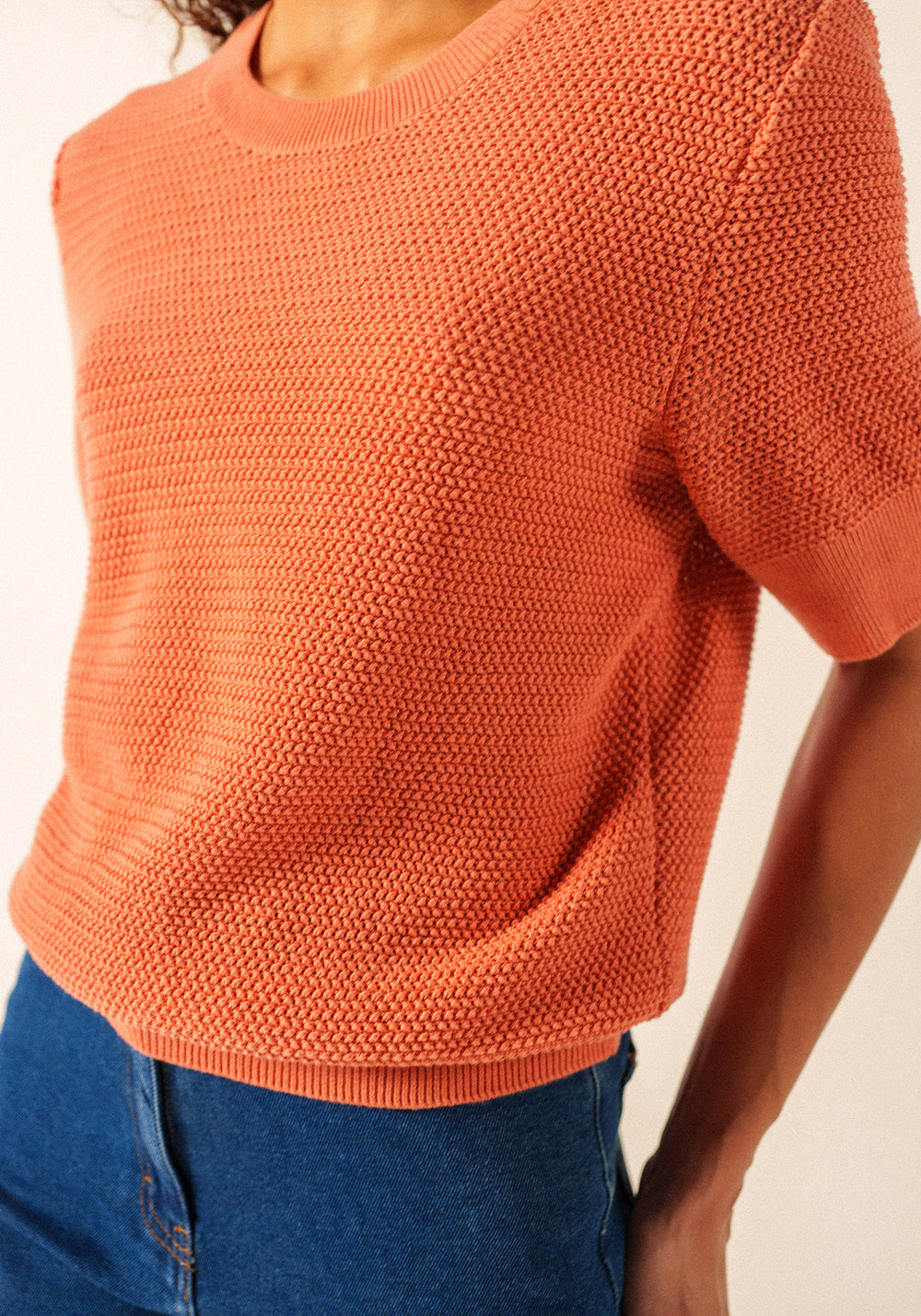 PROVENCE Openwork Cotton & Wool Sweater (CLAY)