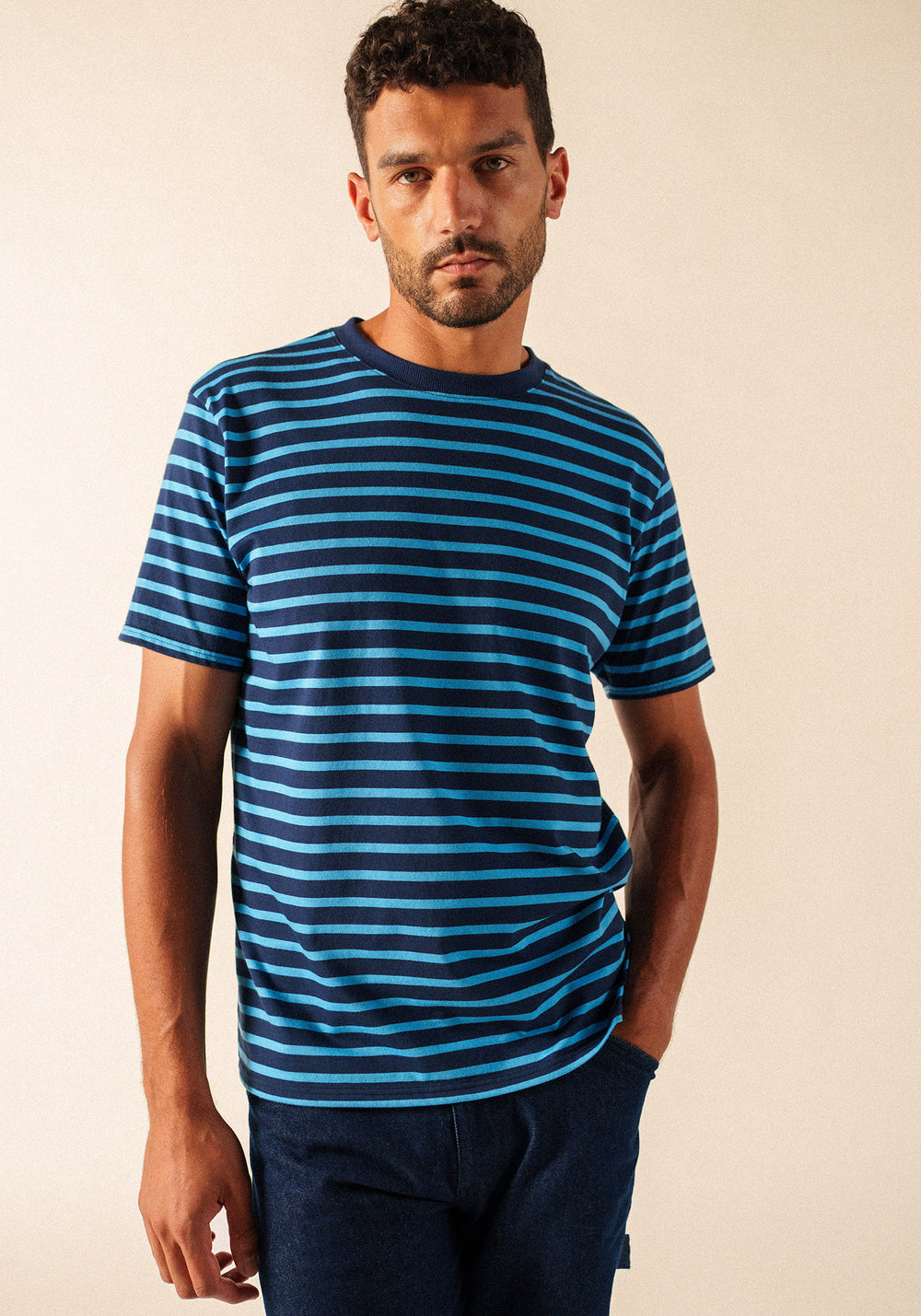 PLOUIDER II Breton T-Shirt (NAVY / CAPRI BLUE)