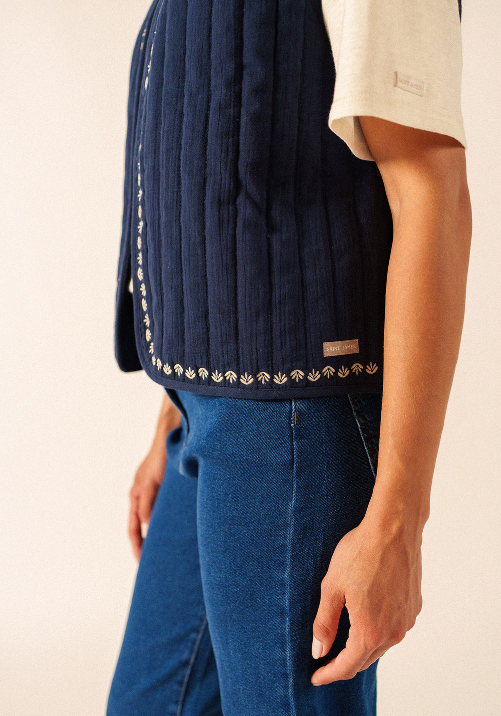 St Lily cotton quilted vest (NAVY / SAIL CANVAS)